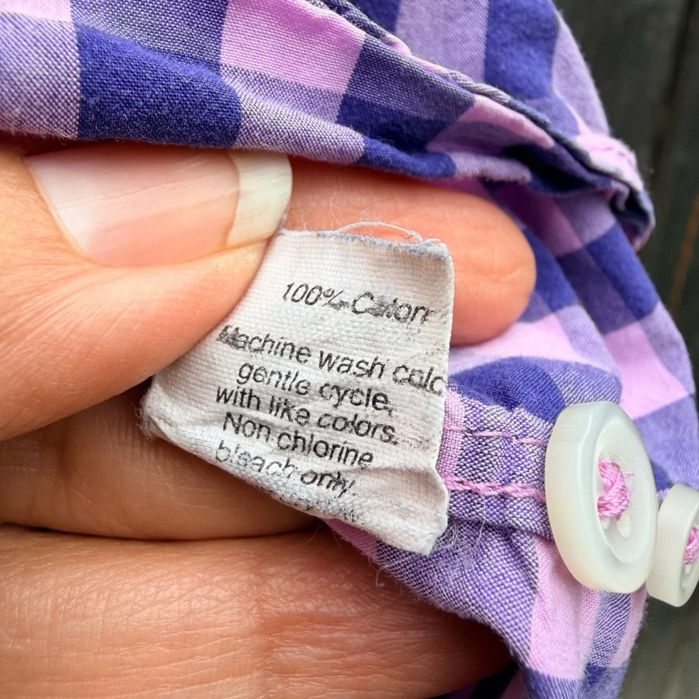 J.Crew Unisex Gingham Button-Down Shirt Purple‎ & Lavender Check Medium